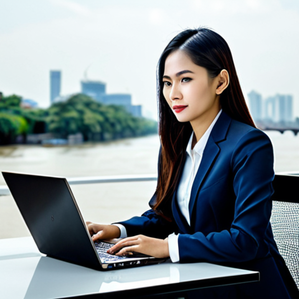 비즈니스 인텔리전스를 위한 실시간 데이터 처리 - Modern Thai Businesswoman**
"A confident Thai businesswoman in a modern office in Bangkok, wearing ...