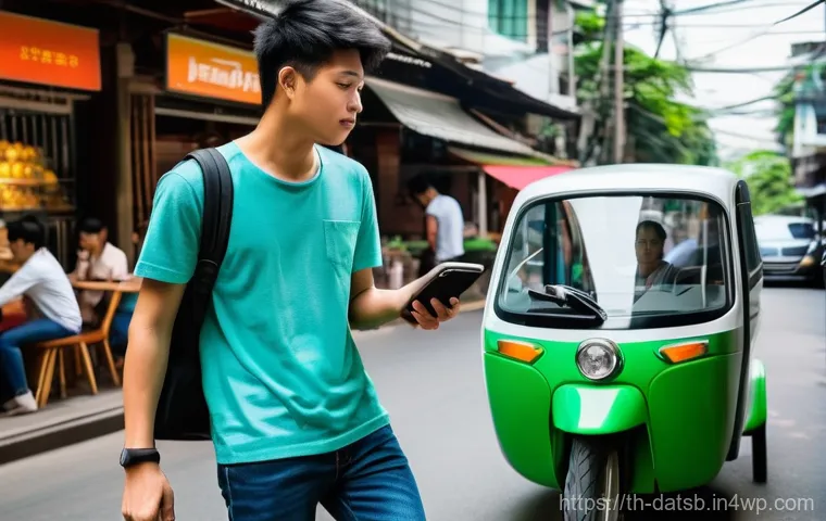 실시간 데이터 처리의 예측 분석 활용 사례 - A vibrant, sunny street scene in a modern Thai city, bustling with everyday life. In the foreground,...