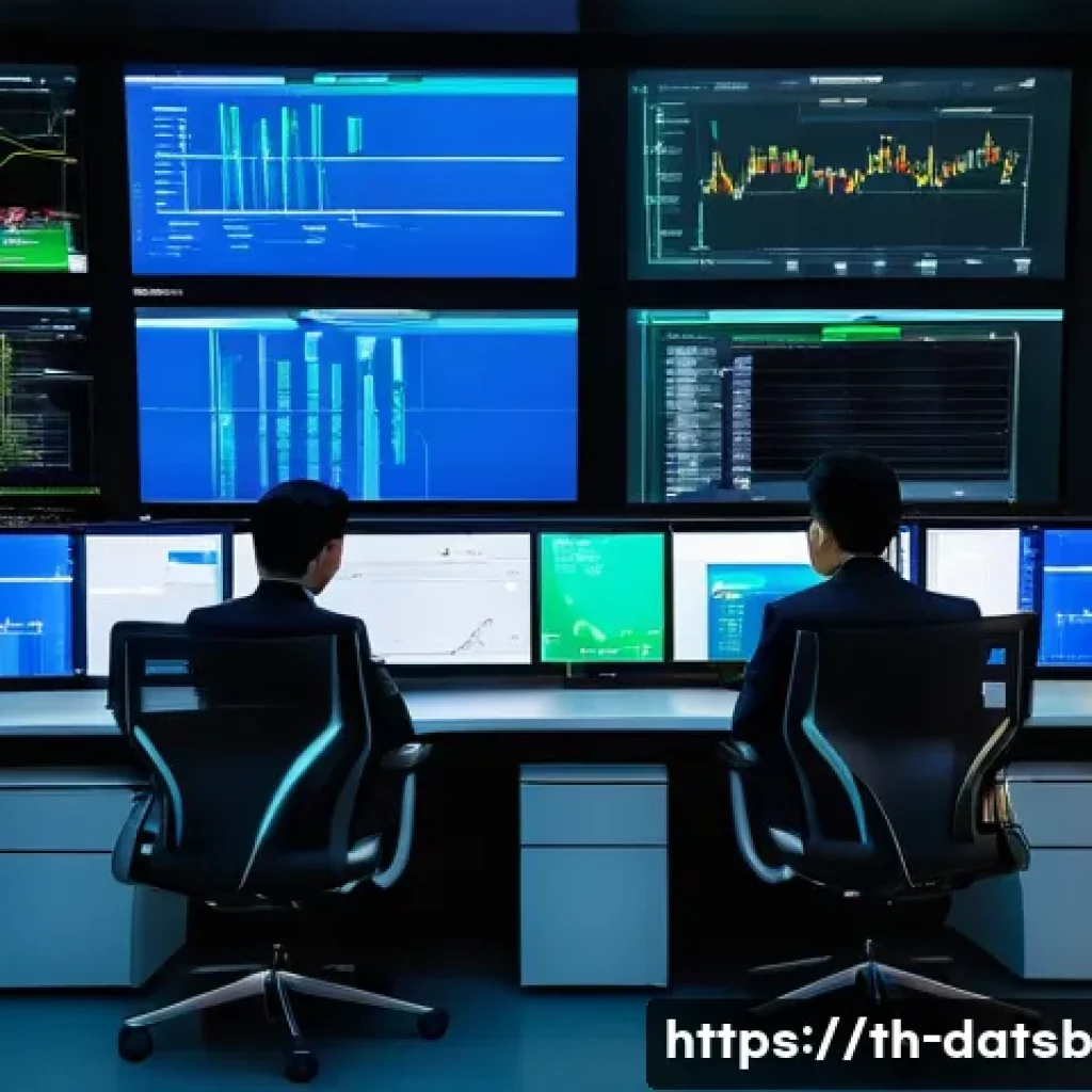 오픈소스 툴을 활용한 실시간 데이터 처리 전략 - A modern data center control room focused on real-time data processing with open-source tools, featu...