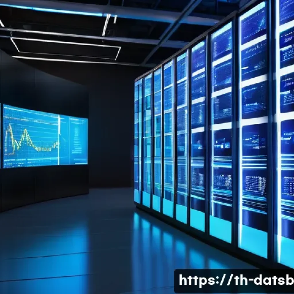 실시간 데이터 처리에서의 데이터 포맷 변환 기법 - A modern high-tech data center environment showcasing real-time data processing, featuring large tra...